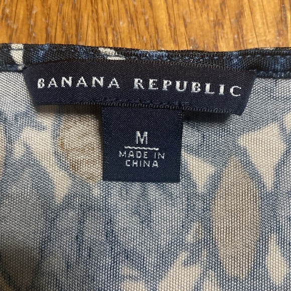 Banana Republic blue, brown, & cream silk v neck 3/4 sleeve midi dress size M - Picture 7 of 8